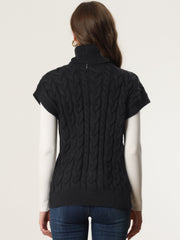 Turtleneck Twist Solid Color Knit Pullover Sweater Vest