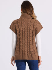 Turtleneck Twist Solid Color Knit Pullover Sweater Vest