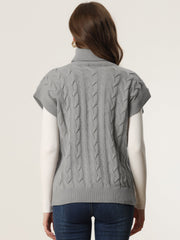 Turtleneck Twist Solid Color Knit Pullover Sweater Vest