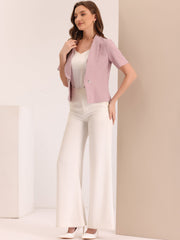 Casual Shawl Collar Open Front Cardigan Short Sleeve Work Blazer