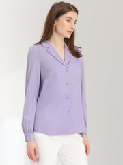 Elegant Collar Blouse Long Sleeve Work Office Satin Button Down Shirt