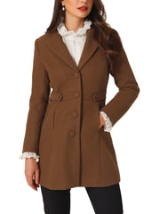 Notched Lapel Single Breasted Button Down Winter Coat