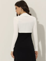 Elegant Long Sleeve Knit Open Front Cropped Bolero Shrug