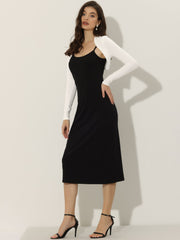 Elegant Long Sleeve Knit Open Front Cropped Bolero Shrug