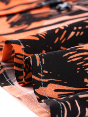 Hawaiian Tropical Leaves Floral Short Sleeve Button Down Shirt