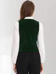 Retro Velvet Waistcoat V Neck Sleeveless Racerback Steampunk Vest