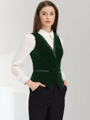 Retro Velvet Waistcoat V Neck Sleeveless Racerback Steampunk Vest