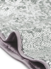 Sequin Midrise Solid Sparkle Cocktail Zipper Elastic Waist Shorts