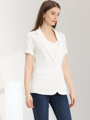 1 Button Office Business Short Sleeve Blazer Jacket