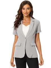1 Button Office Business Short Sleeve Blazer Jacket