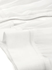 Bomber Long Sleeve Crop Mesh Sheer Zip Up Jackets