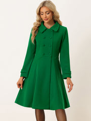 Winter Overcoat Collared A Line Double Breasted Long Coat