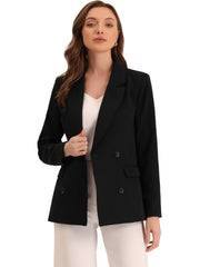 Notched Lapel Double Breasted Work Formal Blazer