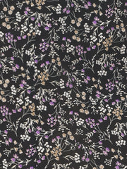 Floral Peasant Elastic Waist A-Line Ditsy Leave Midi Skirt
