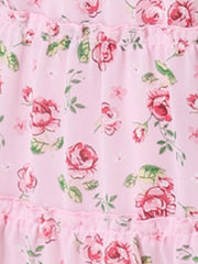 Ruffle Boho Chiffon Floral Printed Long Tiered Midi Skirt