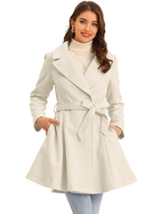 Elegant Overcoat Shawl Collar Single Winter Belted Long Coat