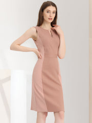 Sheath Striped Work Office Sleeveless Bodycon Pencil Dress