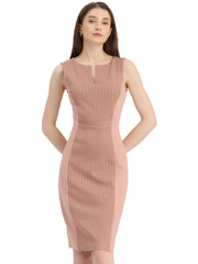 Sheath Striped Work Office Sleeveless Bodycon Pencil Dress