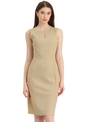 Sheath Striped Work Office Sleeveless Bodycon Pencil Dress