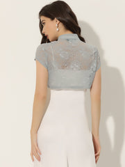 Lace Cardigan Stand Collar Short Elegant Shrug