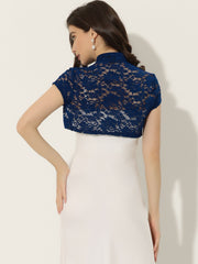 Lace Cardigan Stand Collar Short Elegant Shrug