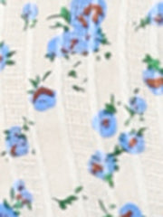 Floral Printed Peter Pan Collar Cotton Short Sleeve Shirt