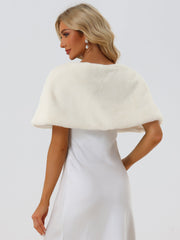 Elegant Faux Fur Shawl Bridal Wedding Party Wrap Stole Shrug