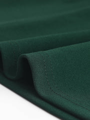 Notch Neck 3/4 Sleeve Pocketed Solid A-Line Work Dress