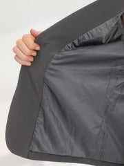 Notched Lapel Long Sleeves Solid Color Open Front Cropped Blazer