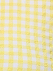Plaid Puff Short Sleeve Gingham Peter Pan Collar Button Down Shirt