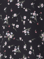 Chiffon Short Sleeve Ruffled Trim Floral Blouse Top