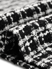 2 Piece Outfits Plaid Tweed Cropped Blazer Jacket & Mini Skirt Suit Set