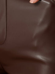 Faux Leather Pants High Waist Straight Leg Casual PU Punk Trousers