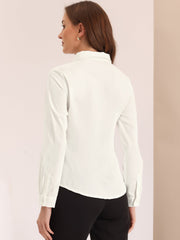 Contrast Collar Shirt Chiffon Long Sleeve Work Office Blouse