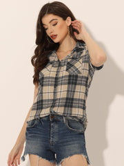 Classic Plaid Button Down Short Sleeve Shirt