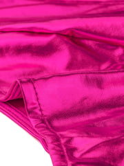 Metallic Halter Neck Deep V Neck Backless Holographic Crop Top