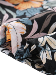 Summer Chiffon Floral Cap Sleeve Drawstring Waist Shirt Dress