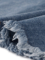 Denim Raw Hem Button Down Midi Jeans Skirt
