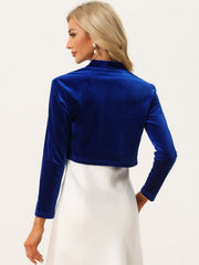 Velvet Long Sleeve Open Front Cropped Bolero Shrugs