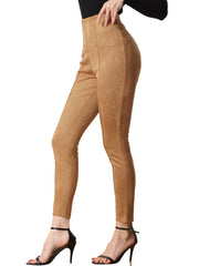 Womens' Velvet Elastic Waist Side Zipper Narrow Leg Skinny Casual Pants
