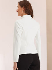 Notched Lapel Collar Stretch Work Office Workwear Jacket Blazer