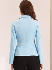 Notched Lapel Collar Stretch Work Office Workwear Jacket Blazer