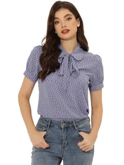Retro Dots Bow Tie Peter Pan Collar Chiffon Blouse