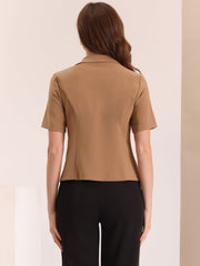 Casual Shawl Collar Open Front Cardigan Short Sleeve Work Blazer