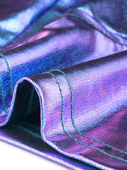 Holographic Crop Top Shimmering Shiny Party Halter Metallic Tops