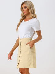 Casual Short Button Down Jeans Skirt