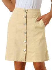 Casual Short Button Down Jeans Skirt