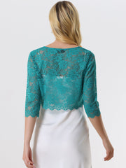 Elegant Sheer Floral Lace Cropped Bolero Shrug