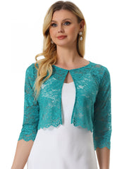 Elegant Sheer Floral Lace Cropped Bolero Shrug