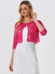Elegant Sheer Floral Lace Cropped Bolero Shrug